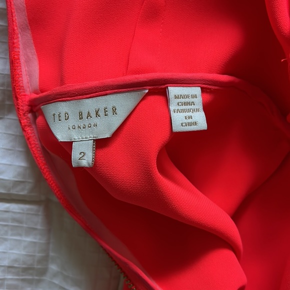 Ted Baker Simbah Scallop Asymmetric Hem Dress Mid Orange 2 (US size 8) - Picture 6 of 11